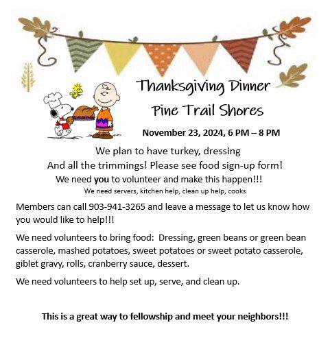 Thanksgiving Dinner at Pine Trail Shores